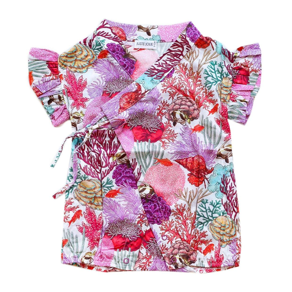 Juste Jolie Red Baby Coral Kimono