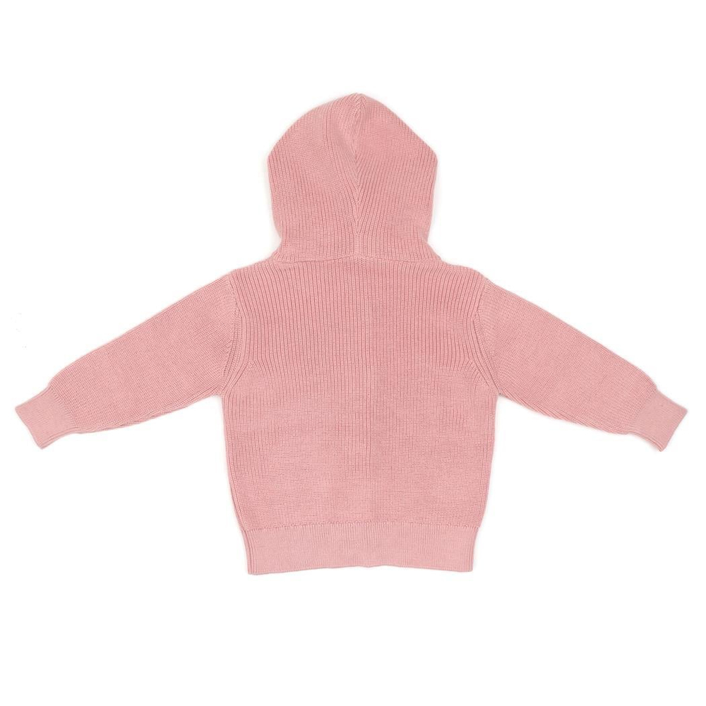 Kapüşonlu Organik Pamuk Bebek ve Çocuk Hırka Pembe