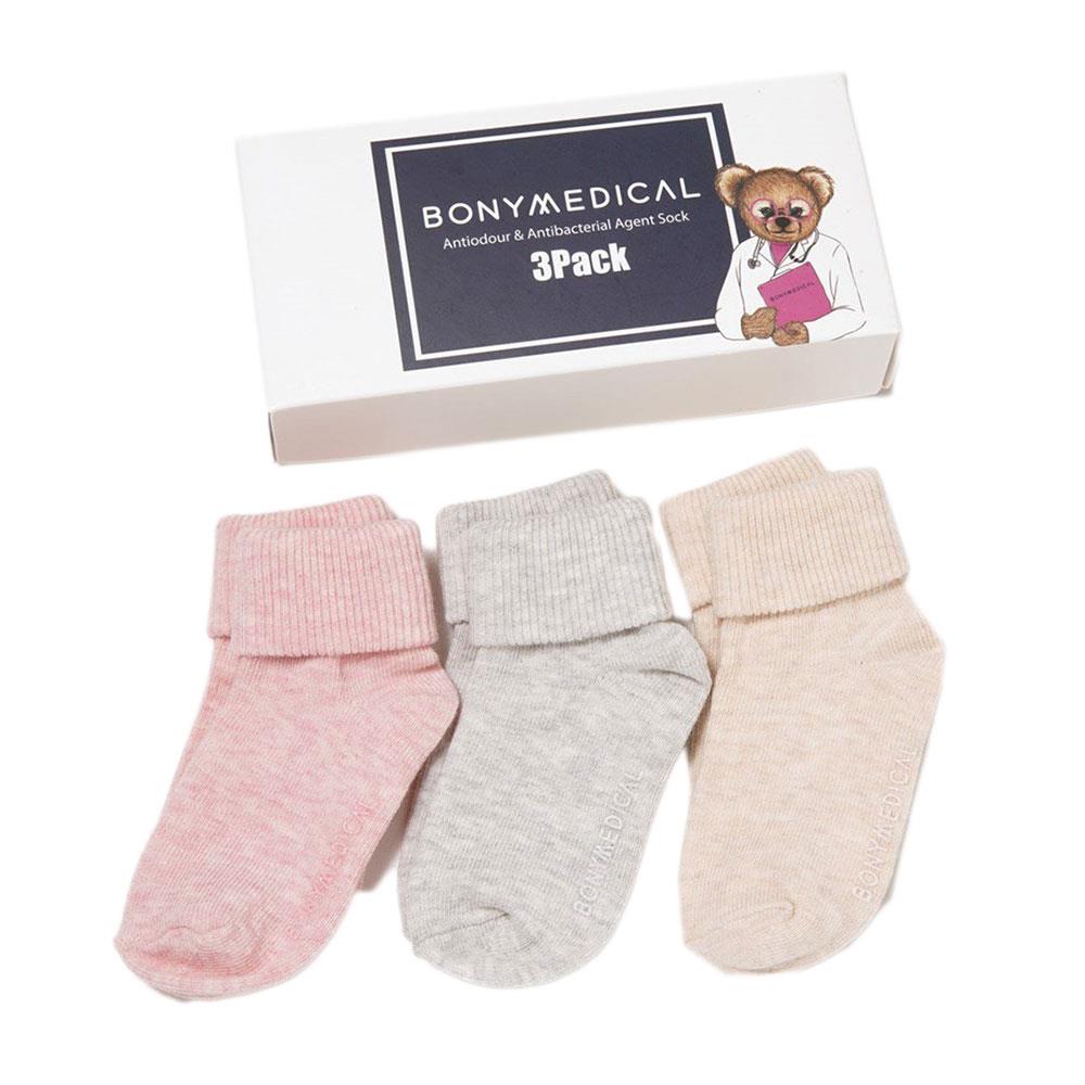 Katia & Bony Antibakteriyel 3'lü Bebek Çorap Pembe Bej Gri