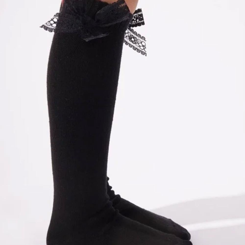 Katia & Bony Family Dizaltı Kurdeleli Çocuk Basic Çorap Siyah