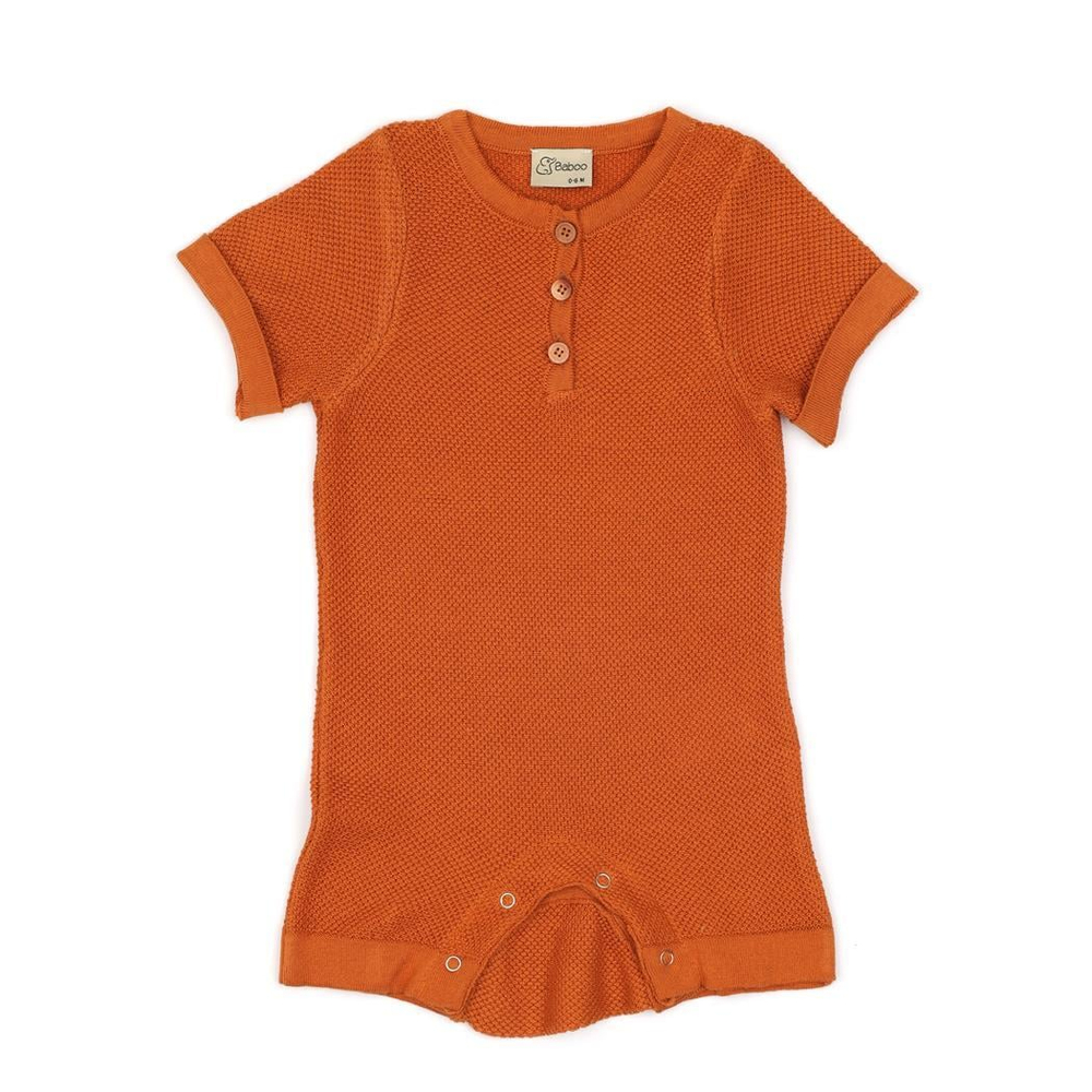 Kısa Kollu Yazlık Baharlık Bebek Tulum Tarçın