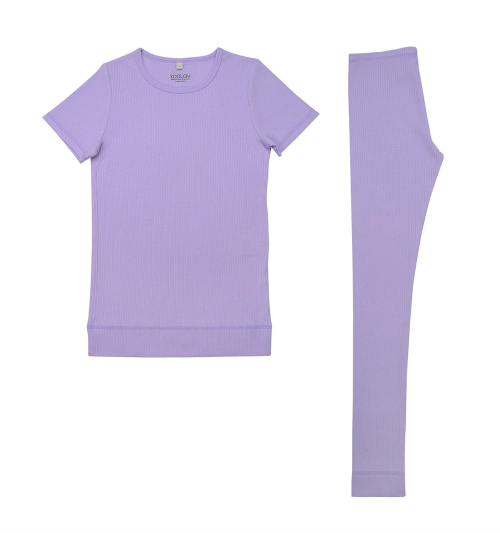 KOALAV - KISA KOLLU LAVENDER PİJAMA TAKIMI