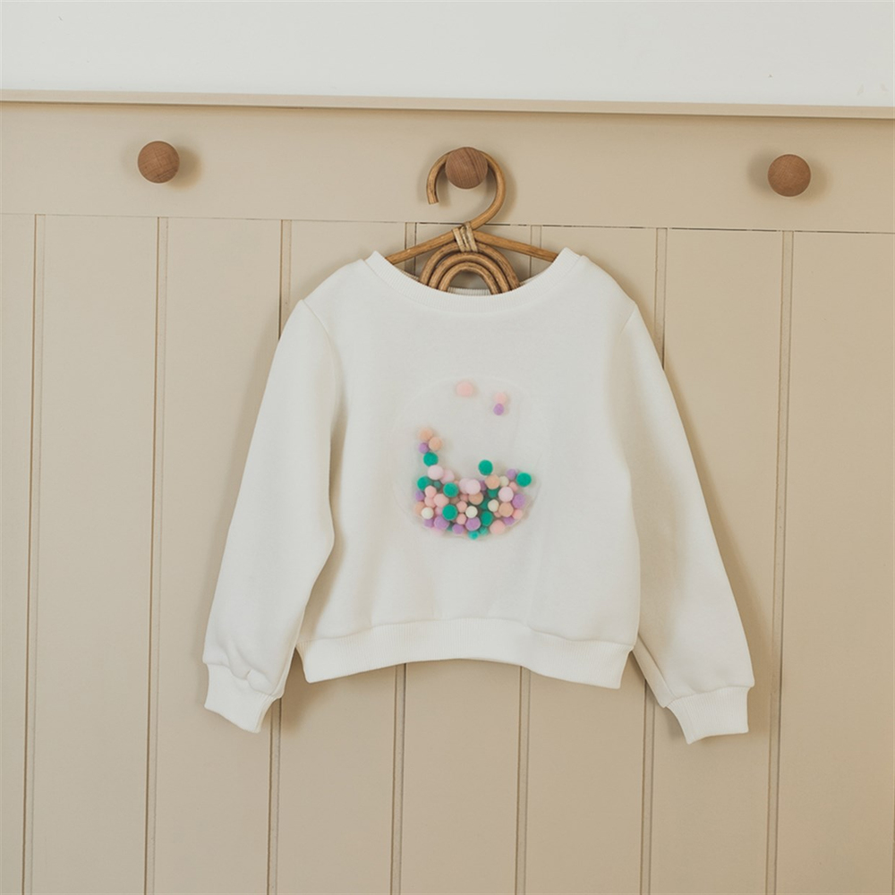 La Pomponette Olivia Ekru Ponponlu Sweatshirt