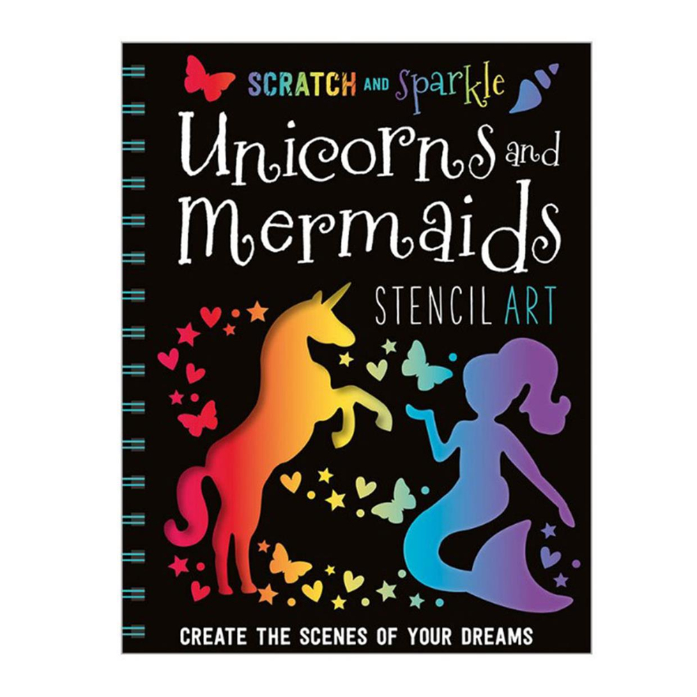 Make Believe Ideas Scratch And Sparkle Unicorns And Mermaids Stencil Art