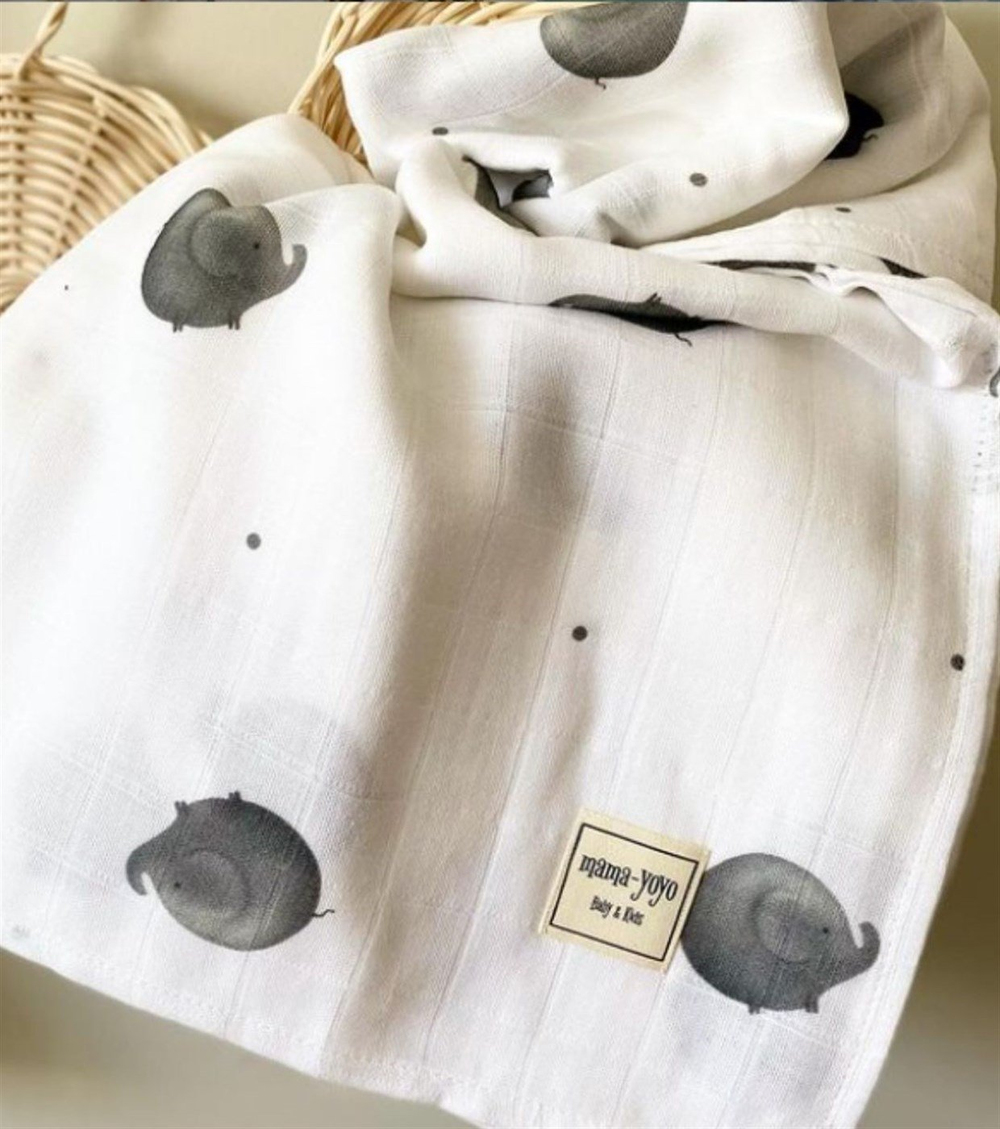 Mama Yoyo Çok Amaçlı Organik Müslin Örtü Elephantine