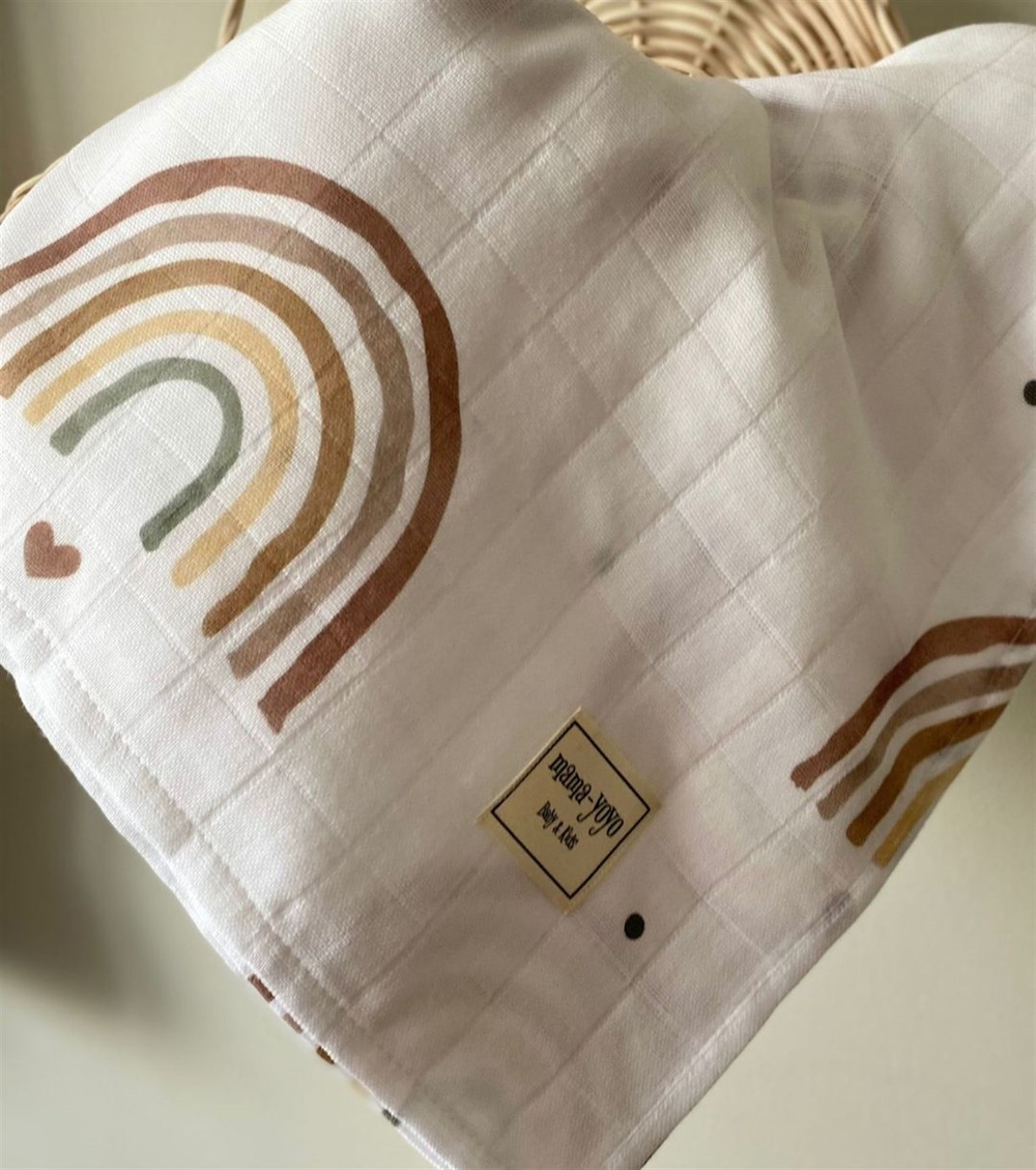 Mama Yoyo Çok Amaçlı Organik Müslin Örtü New Rainbow