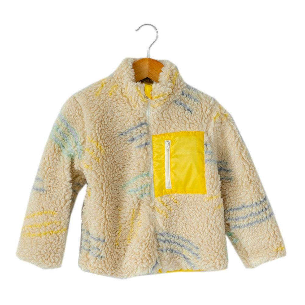 Mama Yoyo Suni Kürklü Çocuk Montu Çizgili Desen