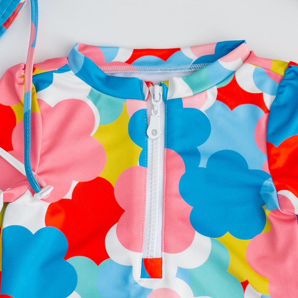 Mama Yoyo UV Korumalı Uzun Kollu Alttan Çıtçıtlı Mayo Floral