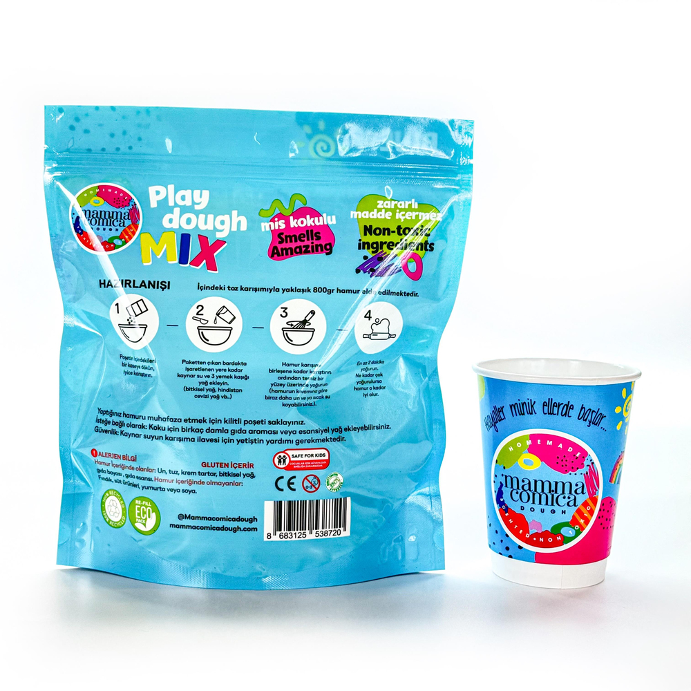 Mammacomica Dough Kendin Yap Kendin Oyna Doğal Oyun Hamuru Toz Karışımı Mavi