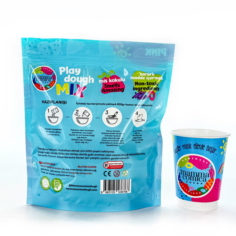 Mammacomica Dough Kendin Yap Kendin Oyna Doğal Oyun Hamuru Toz Karışımı Pembe