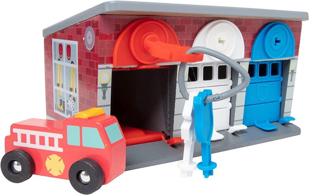Melissa & Doug Ahşap Kilitli Kurtarma Araçları Garajı