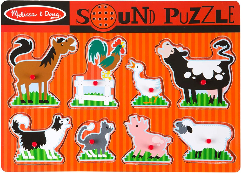 Melissa & Doug Ahşap Sesli Yapboz Çiftlik Hayvanları Kırmızı