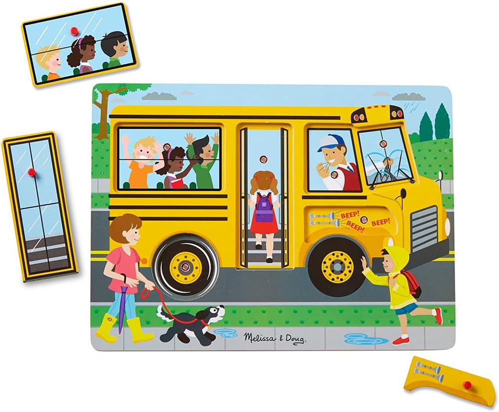 Melissa & Doug Ahşap Sesli Yapboz The Wheels on The Bus