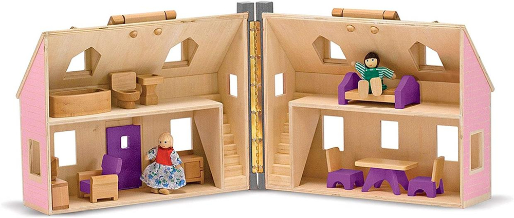 Melissa & Doug Ahşap Taşınabilir Küçük Mobilyalı Ev