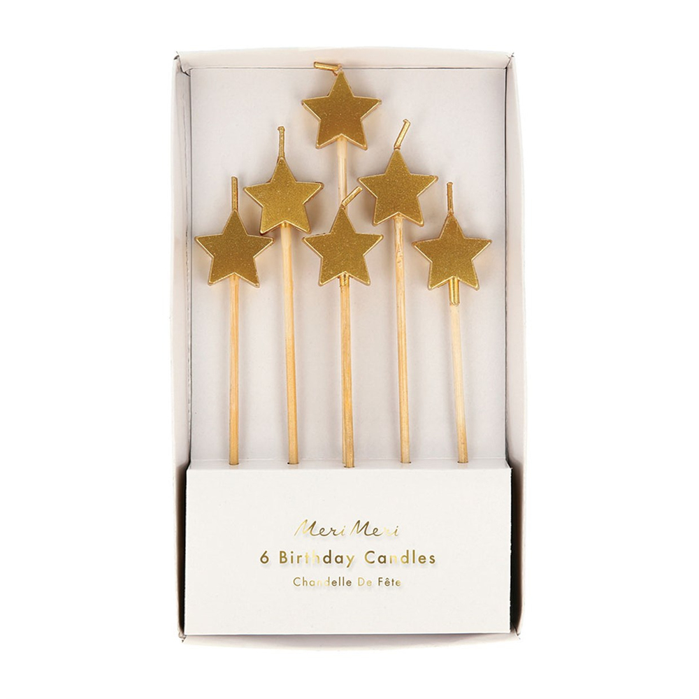 Meri Meri Gold Star Altın Yıldız Mumlar 6'lı