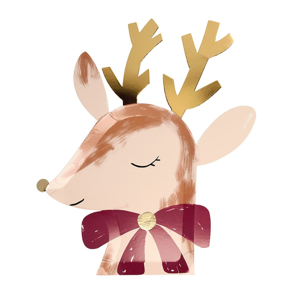Meri Meri Reindeer with Bow Ren Geyiği Tabaklar 8'li