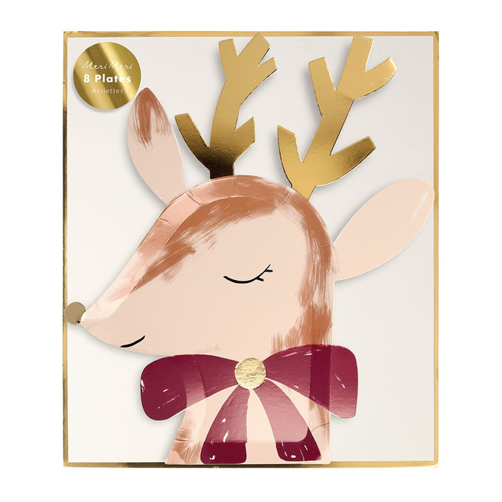 Meri Meri Reindeer with Bow Ren Geyiği Tabaklar 8'li