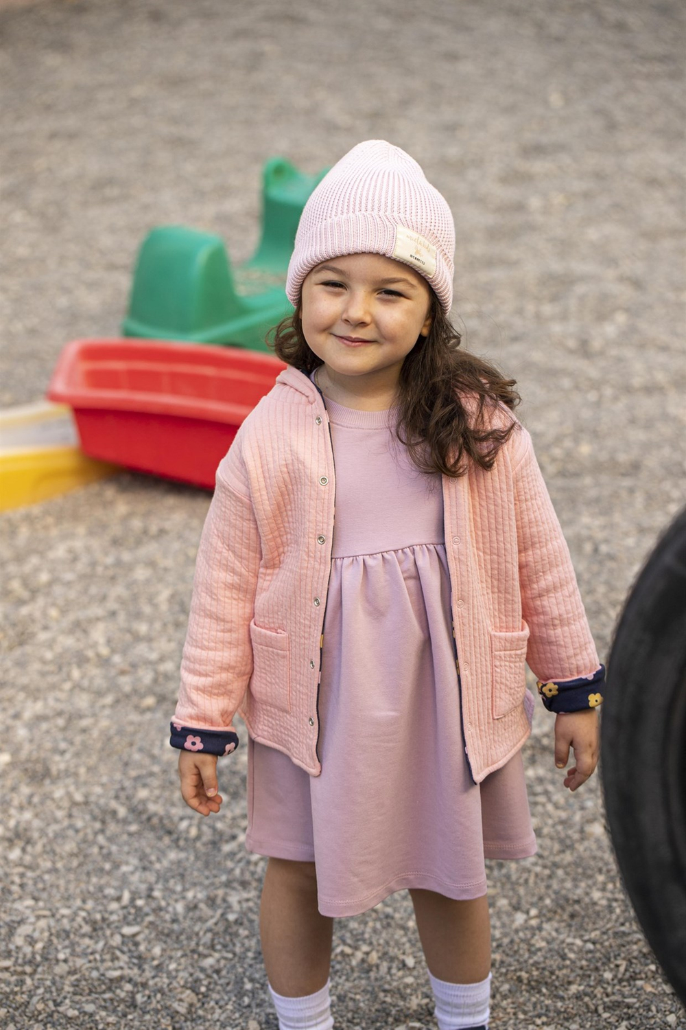 Miela Kids Papatya Nakışlı Sweat Elbise - Lila