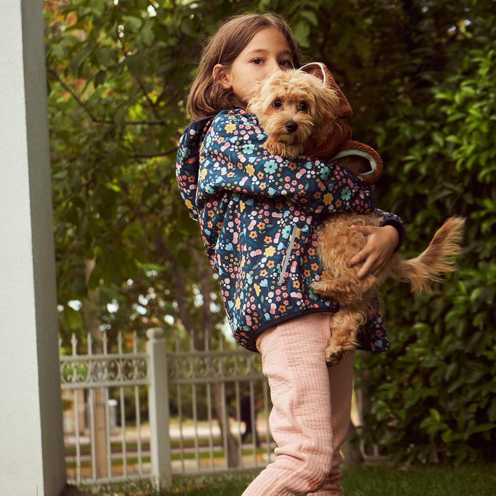 Miela Kids Su Tutmaz Softshell  Desenli Yağmur Ceketi Dark Flower