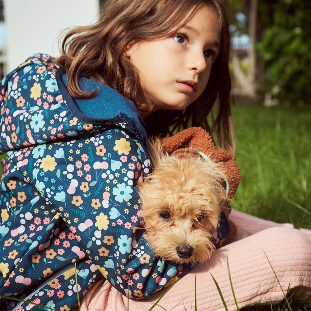 Miela Kids Su Tutmaz Softshell  Desenli Yağmur Ceketi Dark Flower