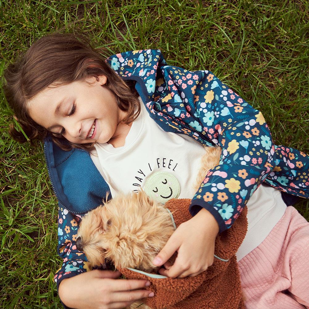 Miela Kids Su Tutmaz Softshell  Desenli Yağmur Ceketi Dark Flower