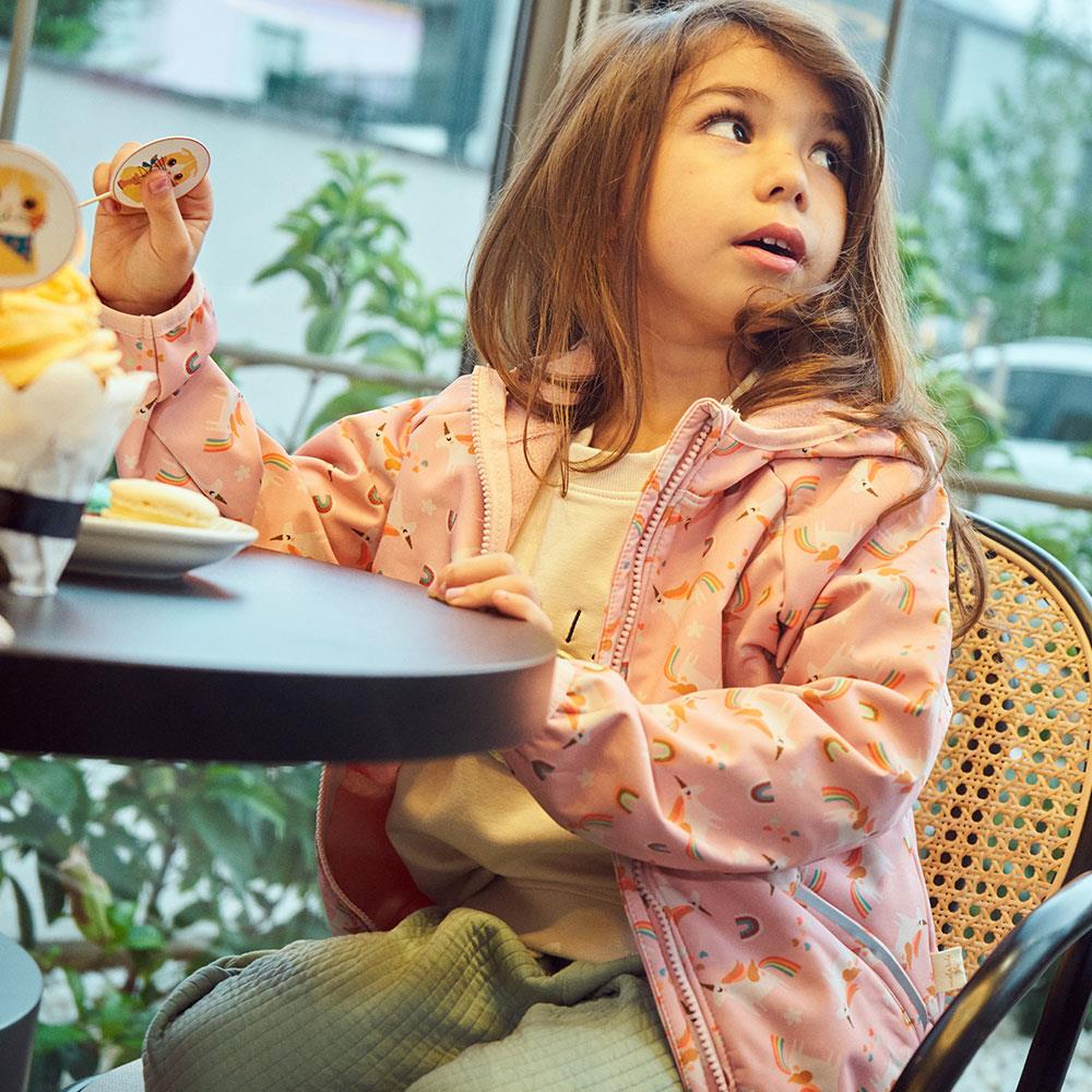 Miela Kids Su Tutmaz Softshell Desenli Yağmur Ceketi Rainbow Unicorn