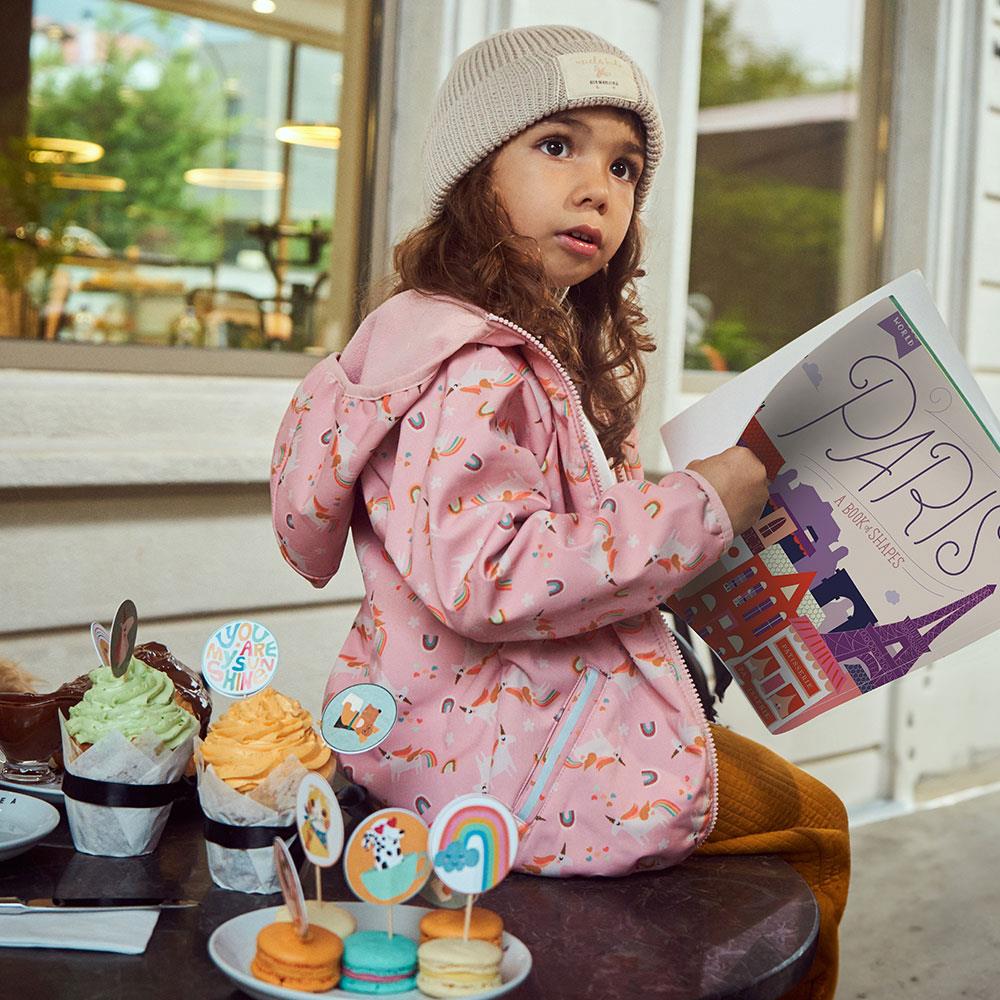 Miela Kids Su Tutmaz Softshell Desenli Yağmur Ceketi Rainbow Unicorn