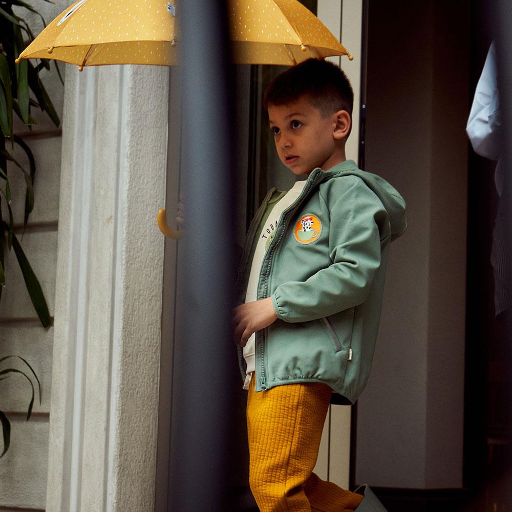 Miela Kids Su Tutmaz Softshell Düz Renk Yağmur Ceketi Mint