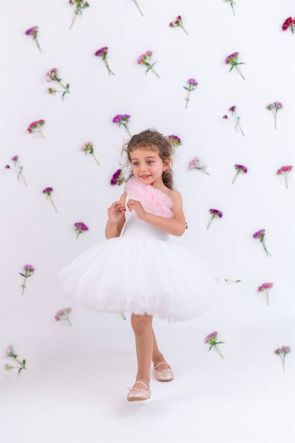 Mini Celebrities Yazlık One Shoulder Pink Ruffle