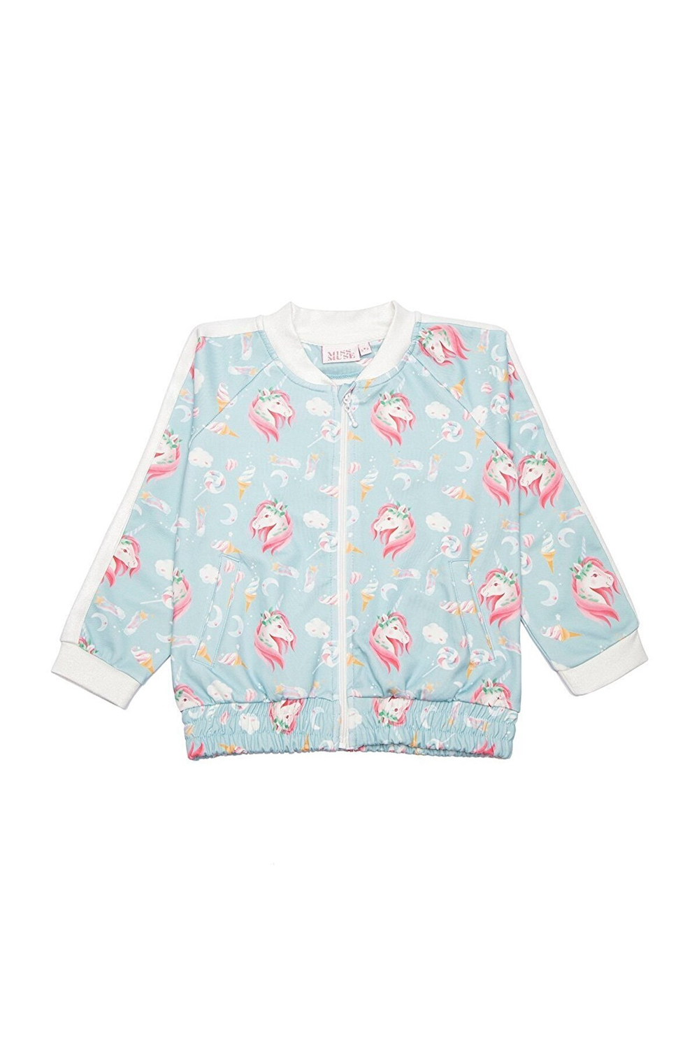 Miss Muse Unicorn in Wonderland Blue Bomber Ceket