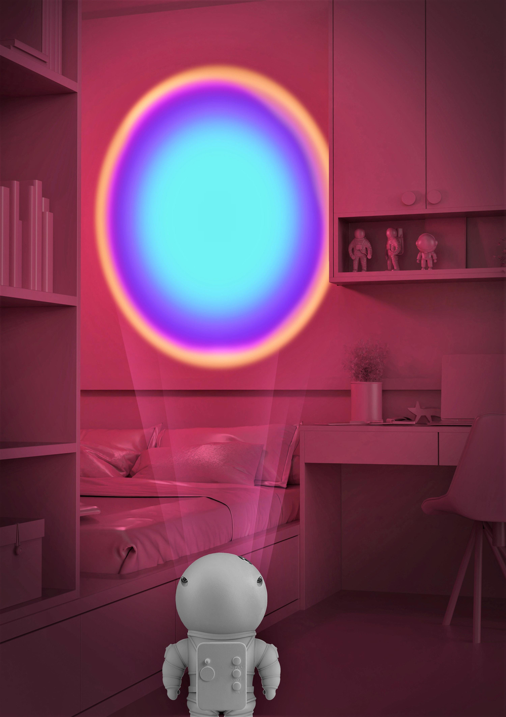 Mob Astronot Projeksiyon Gece Lambası Mavi