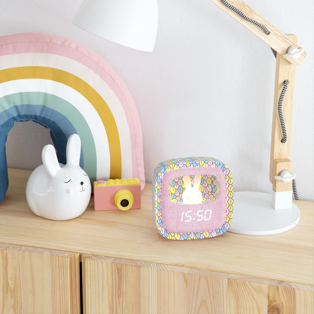 Mob Deniz Kızı Desenli Tavşan Masaüstü Saati ve Gece Lambası