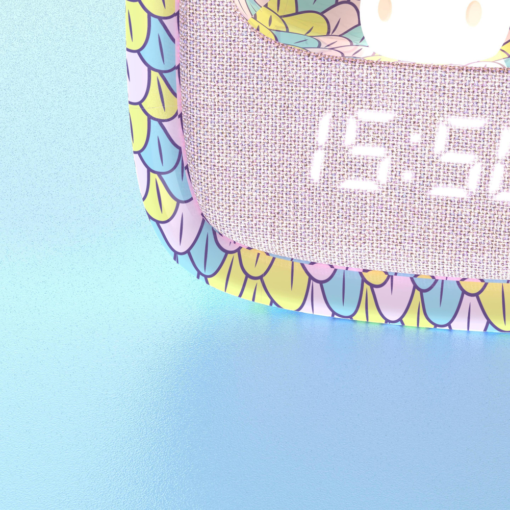 Mob Deniz Kızı Desenli Tavşan Masaüstü Saati ve Gece Lambası