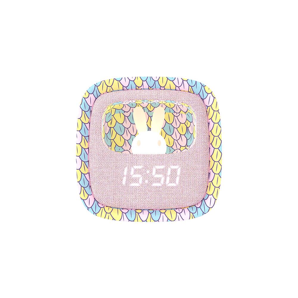 Mob Deniz Kızı Desenli Tavşan Masaüstü Saati ve Gece Lambası