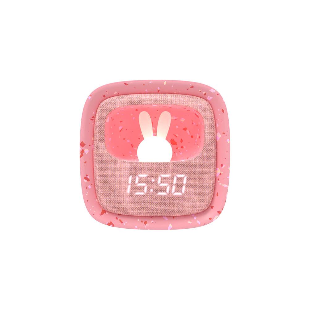 Mob Pembe Terazzo Tavşan Masaüstü Saati ve Gece Lambası