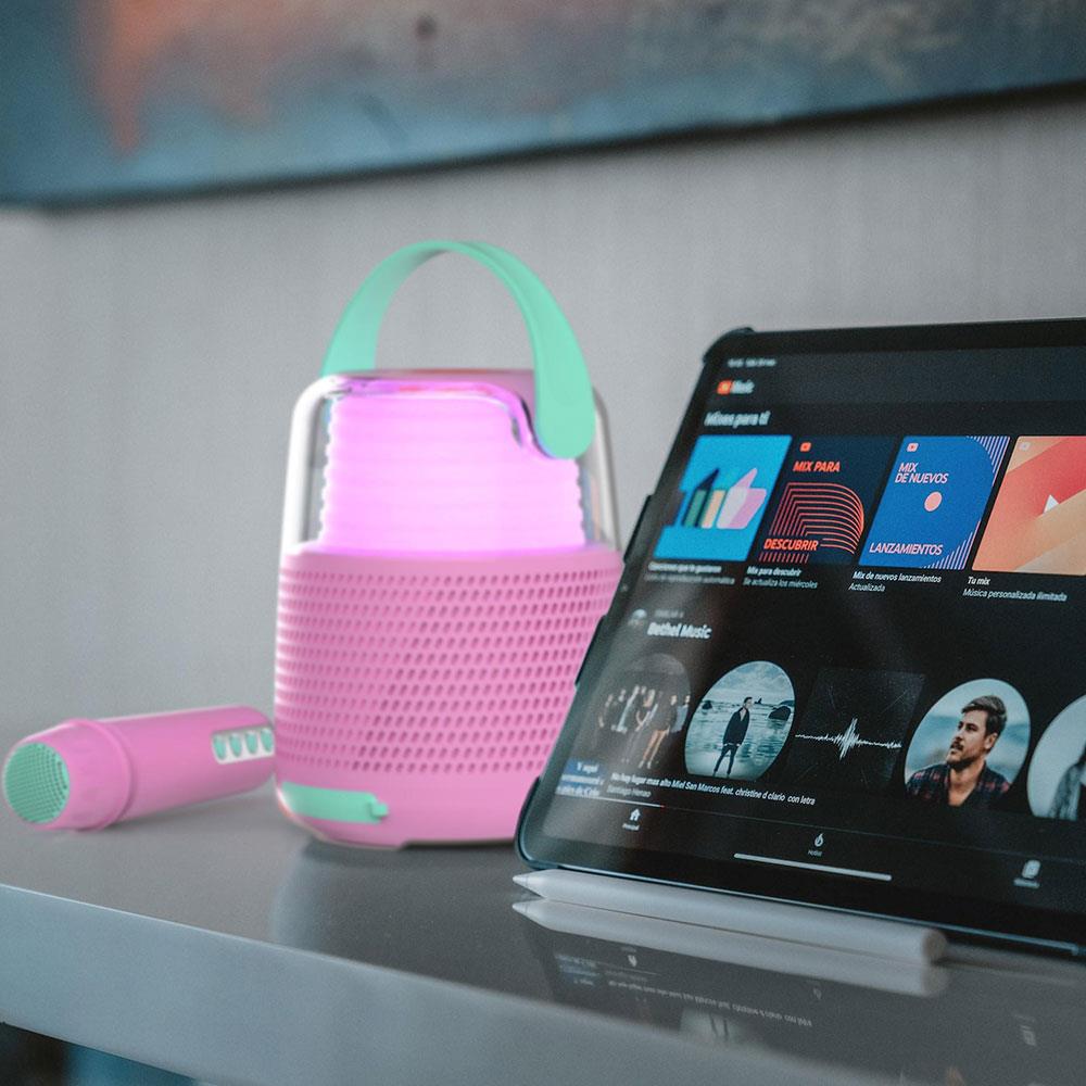 Mob Retro Ses Efektli ve Mikrofonlu Karaoke Pembe