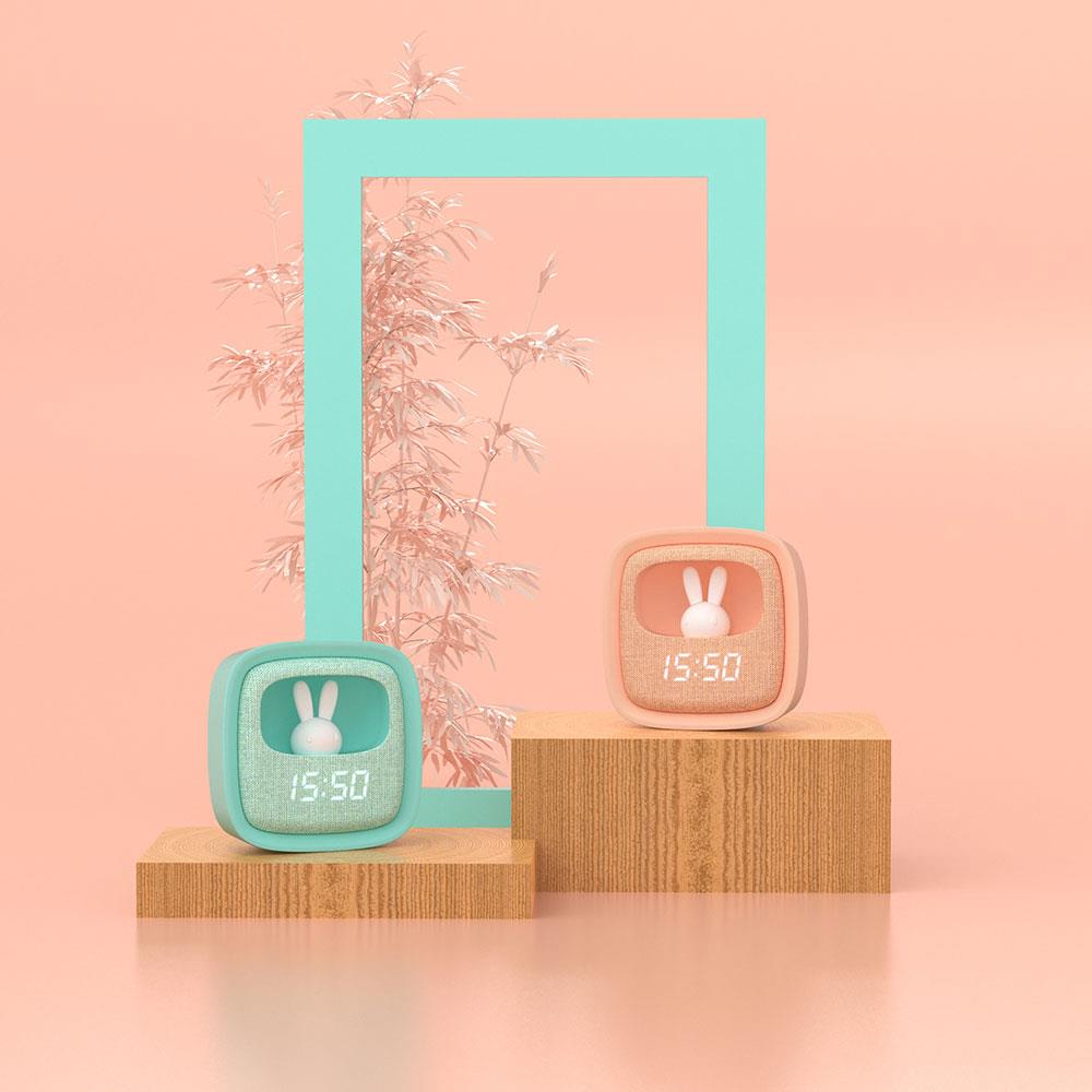 Mob Somon Tavşan Masaüstü Saati ve Gece Lambası