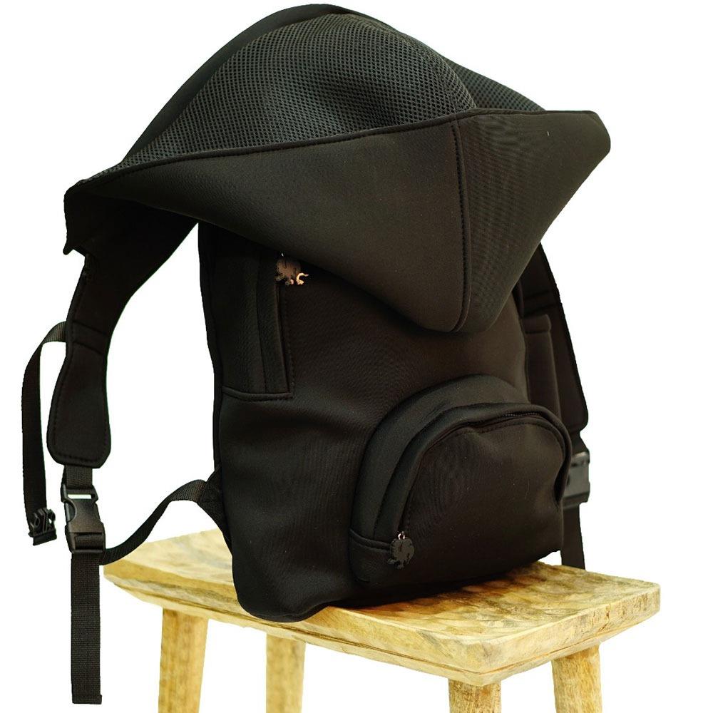 Morikukko Black Basic Black Kapüşonlu Sırt Çantası