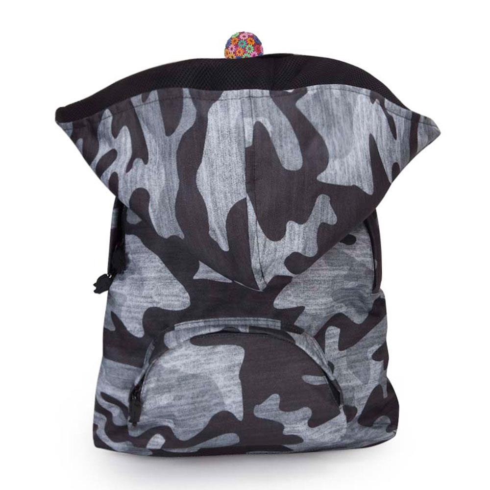 Morikukko Camo Basic Grey Kapüşonlu Sırt Çantası