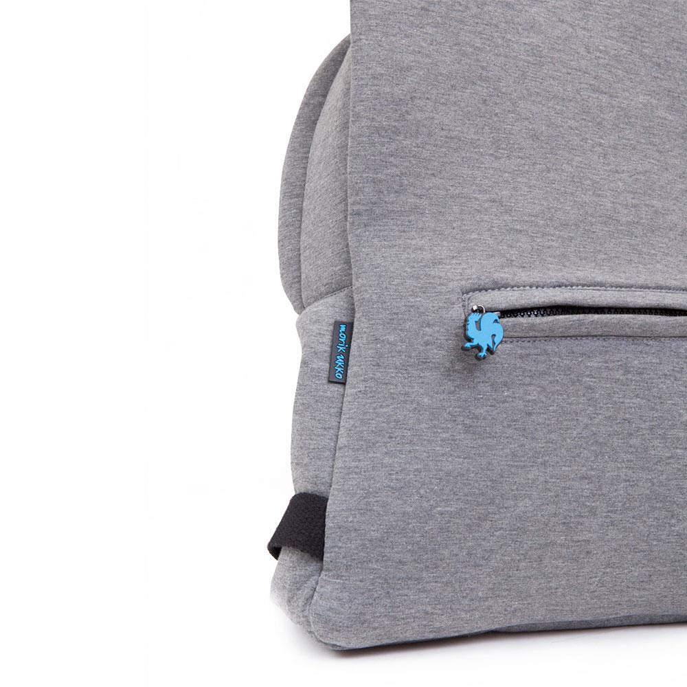 Morikukko Grey Basic Blue Kapüşonlu Sırt Çantası