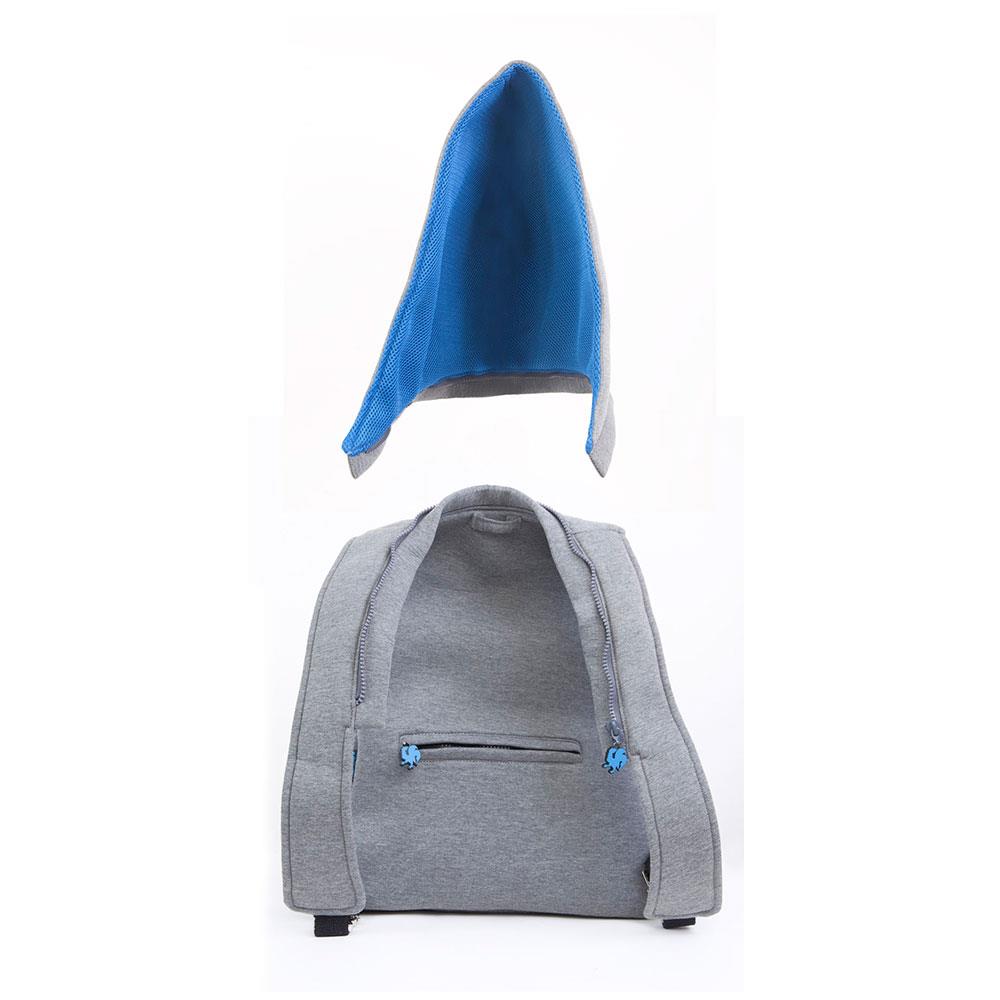 Morikukko Grey Basic Blue Kapüşonlu Sırt Çantası