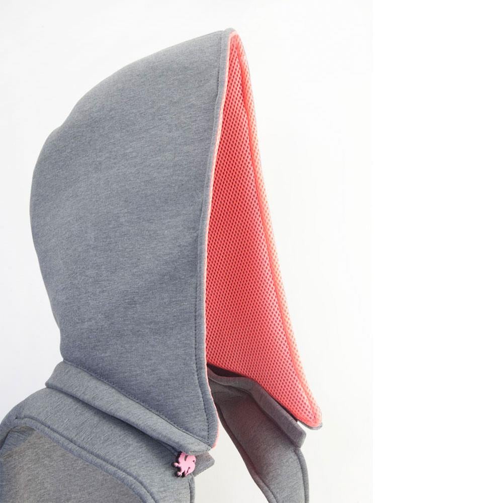 Morikukko Grey Basic Neon Pink Kapüşonlu Sırt Çantası