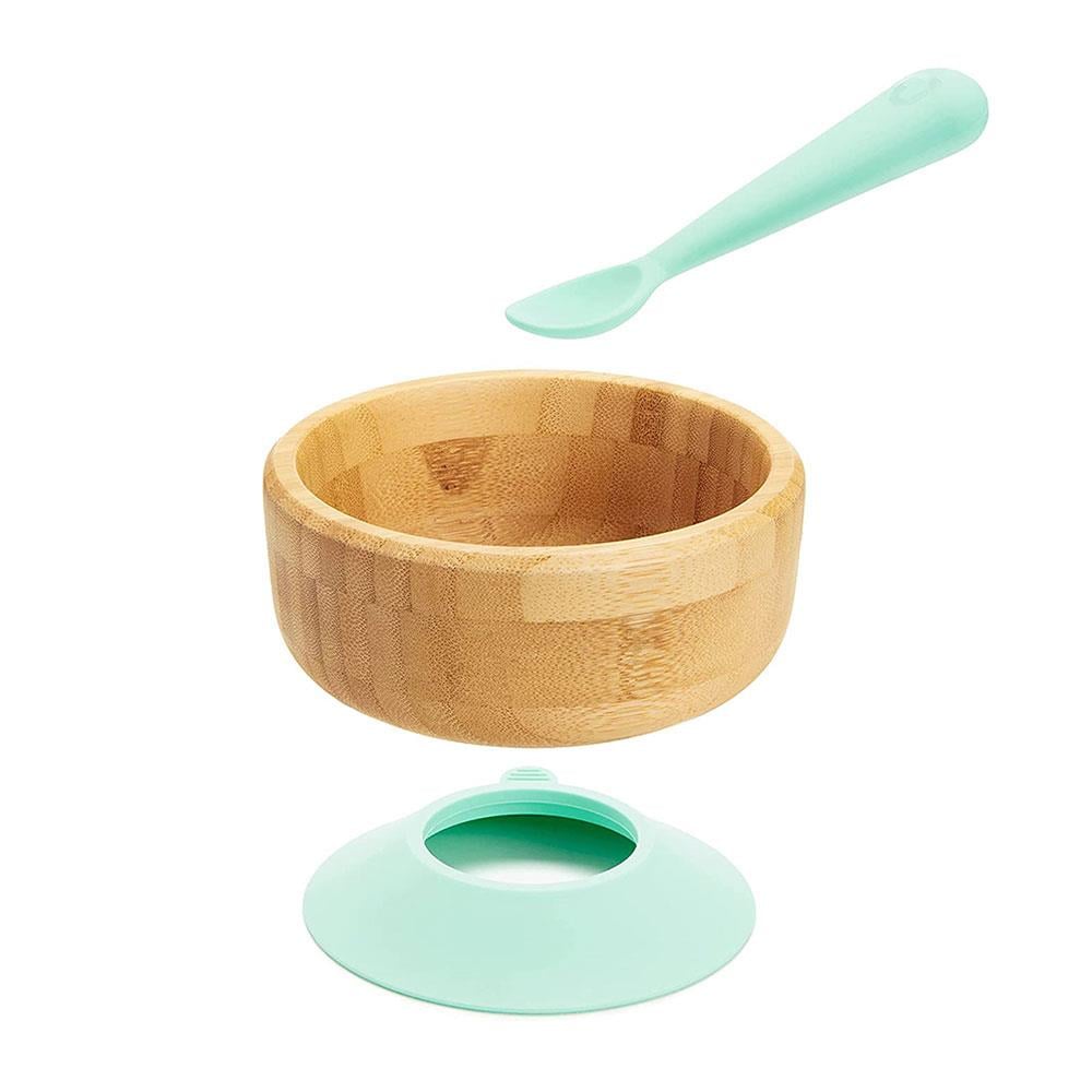 Munchkin Vakumlu Bambu Kase ve Silikon Kaşık Set, 6+ Ay