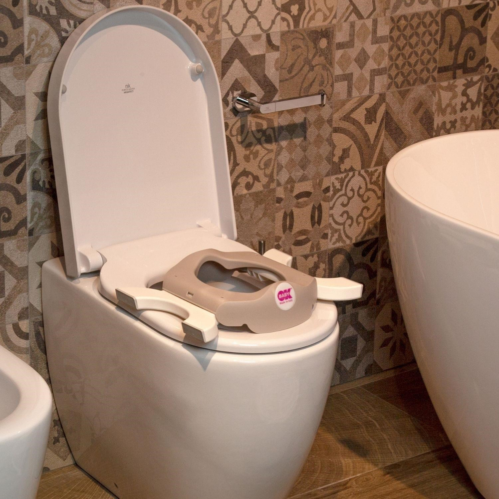 OKBaby Bebek Banyo Seti Roady Eğitici Oturak & Klozaet Adaptörü A. Gri &  Disposable Bez Seti 10'lu
