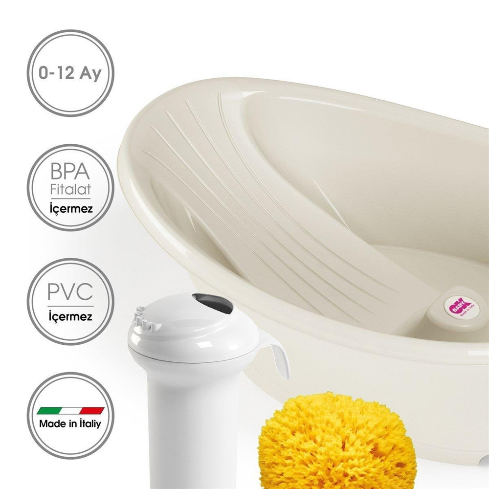 OKBaby Bella Bebek Banyo Seti 3 Parça Kırık Beyaz
