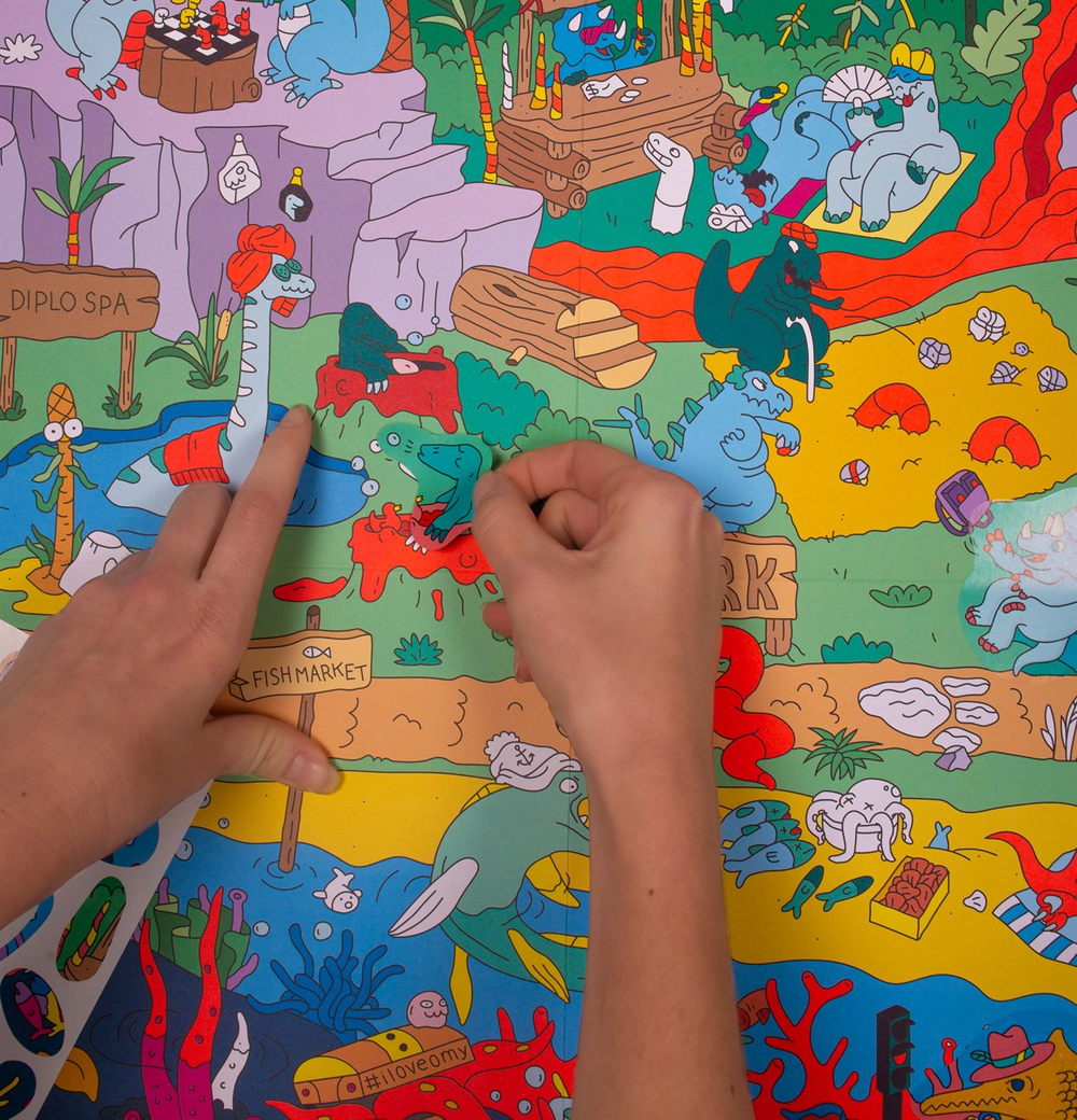 Omy Coloring Sticker & Poster Dinos