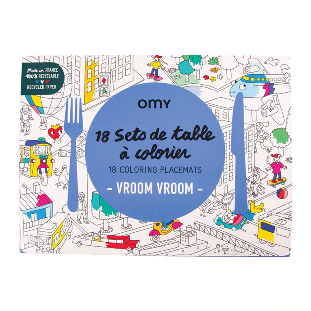 Omy Paper Placemats Vroom Vroom