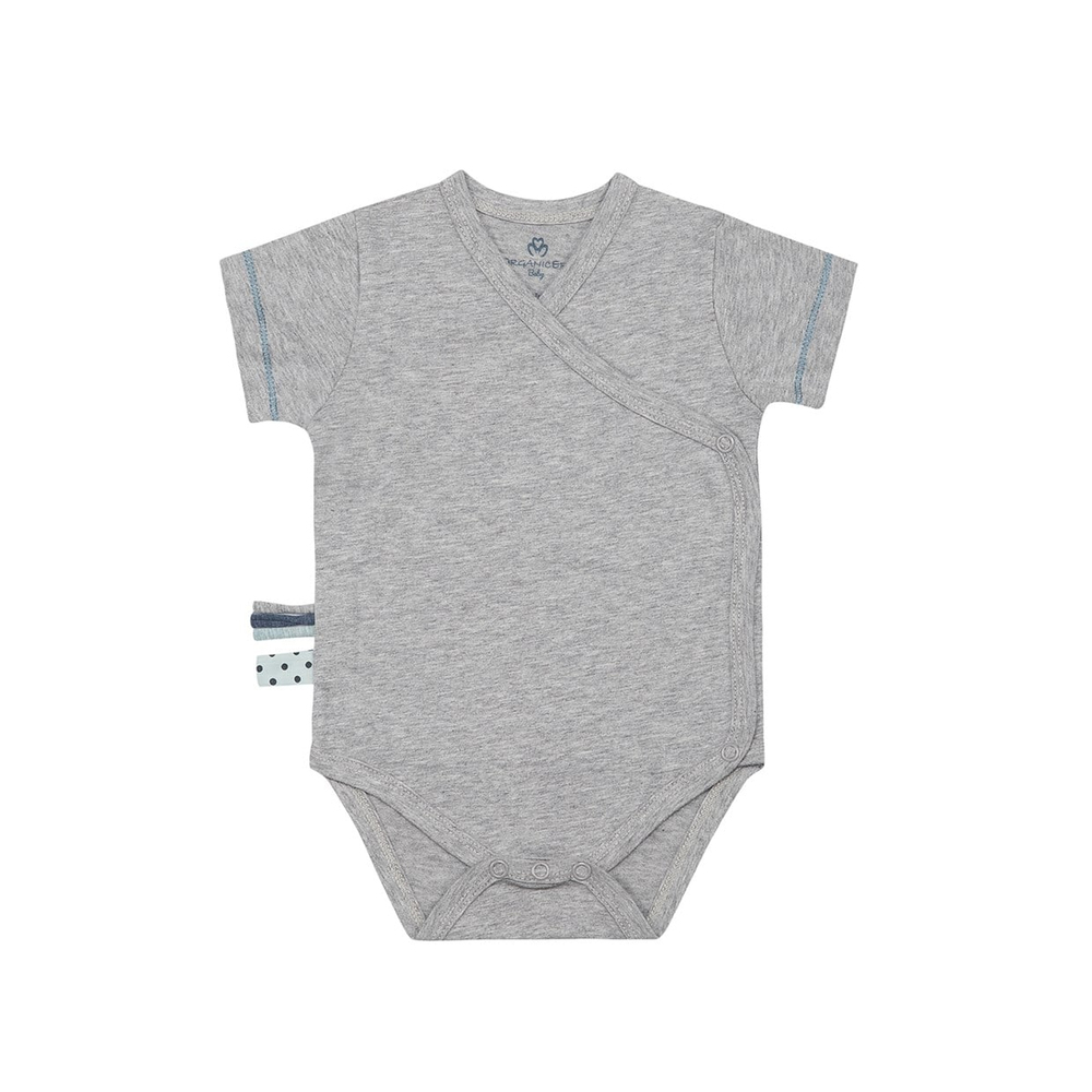 Organicera Organik Kısa Kollu Kimono Body Grey Malange