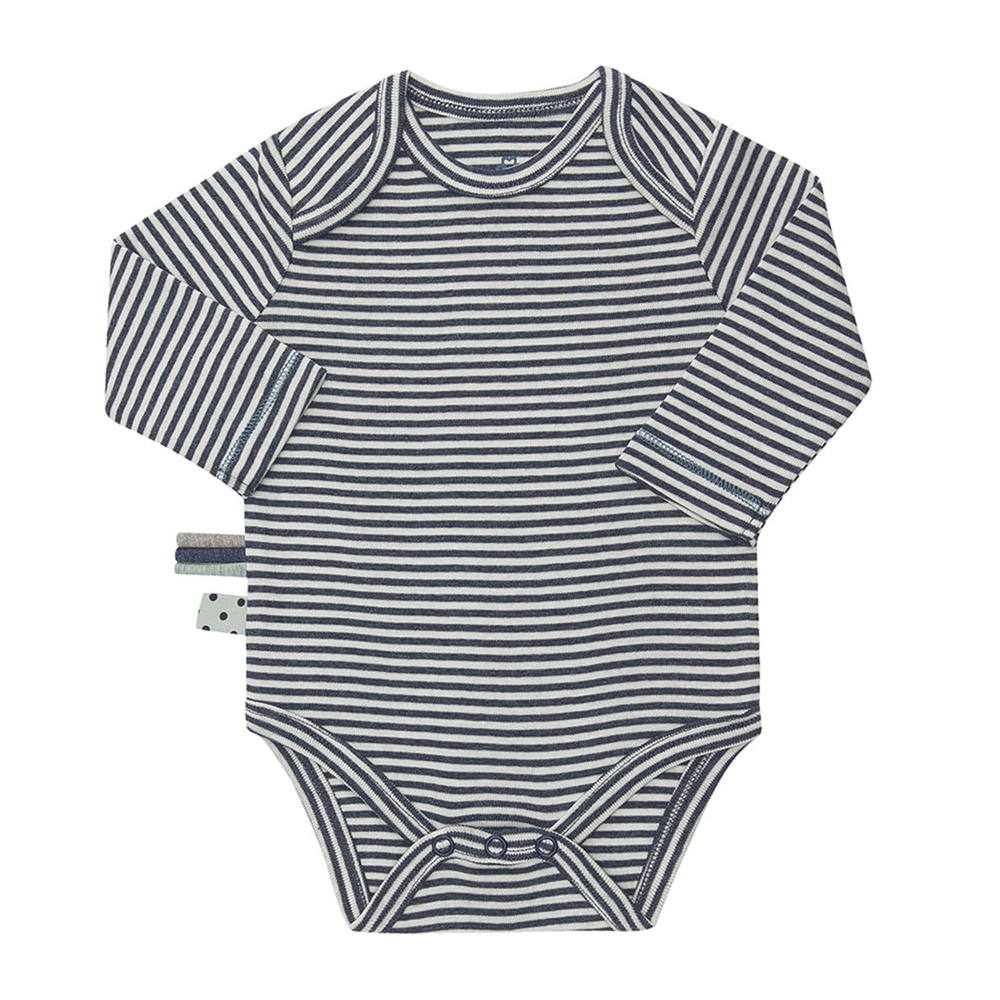 ORGANICERA ORGANİK UZUN KOLLU ÇİZGİLİ BODY - INDIGO