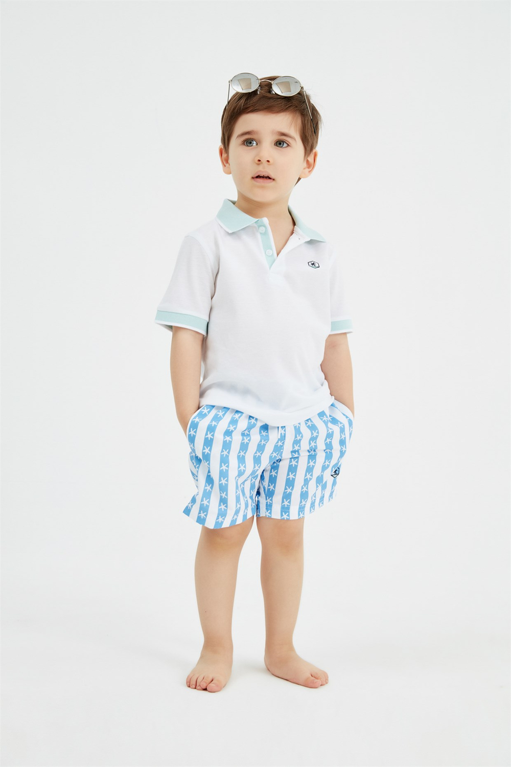 Peralina Denny Kids Beyaz Polo Yaka Tişört